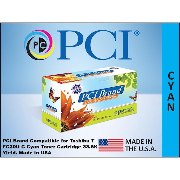 Pci Compatible Toshiba TFC30UC Cyan Toner 336K Yield for Toshiba eStudio 2050C, 2051C, 2550C, 2551C T-FC30U-C-PCI - main